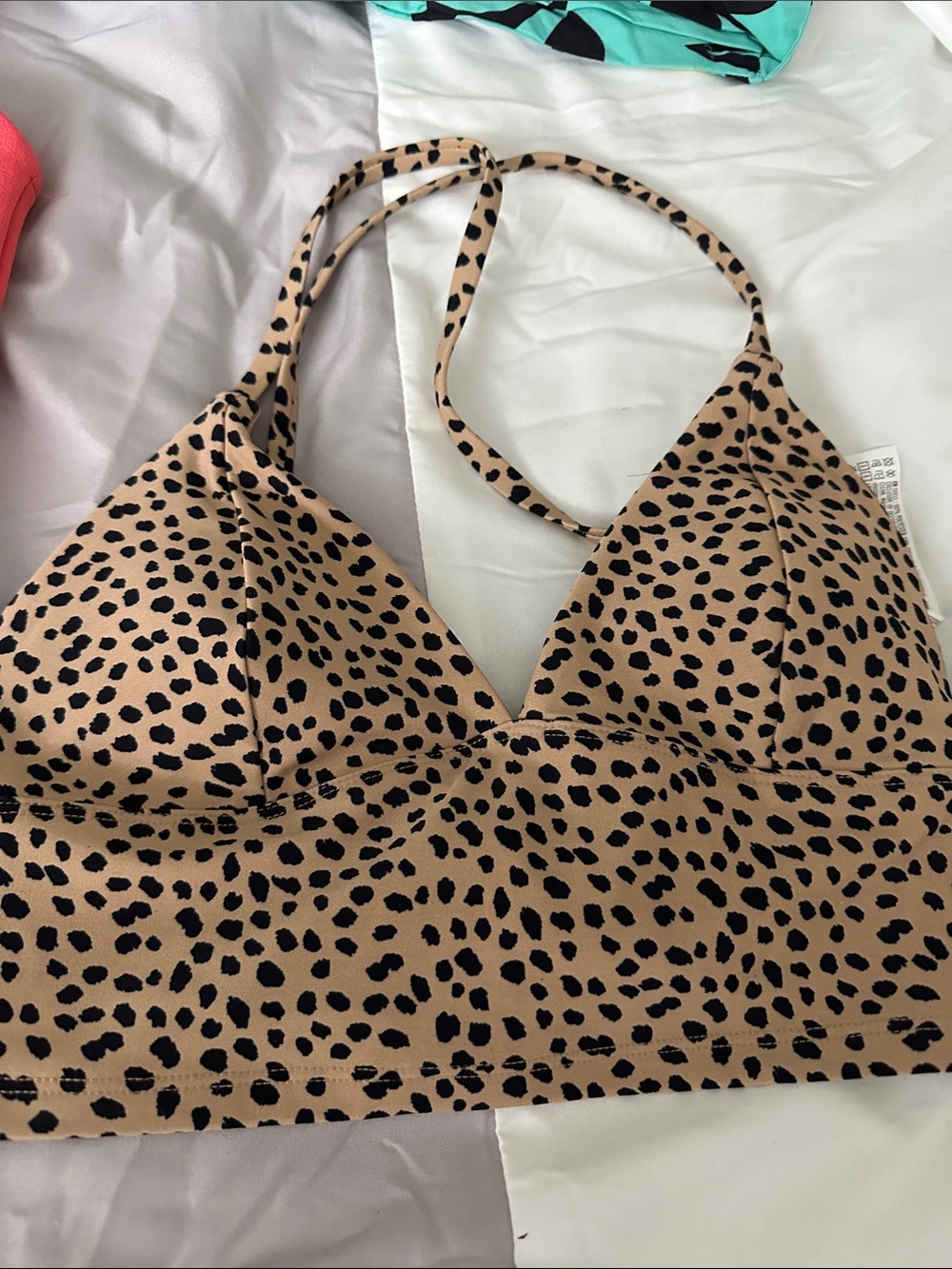 Forever 21 Leopard Triangle Bralette - Tan & Black